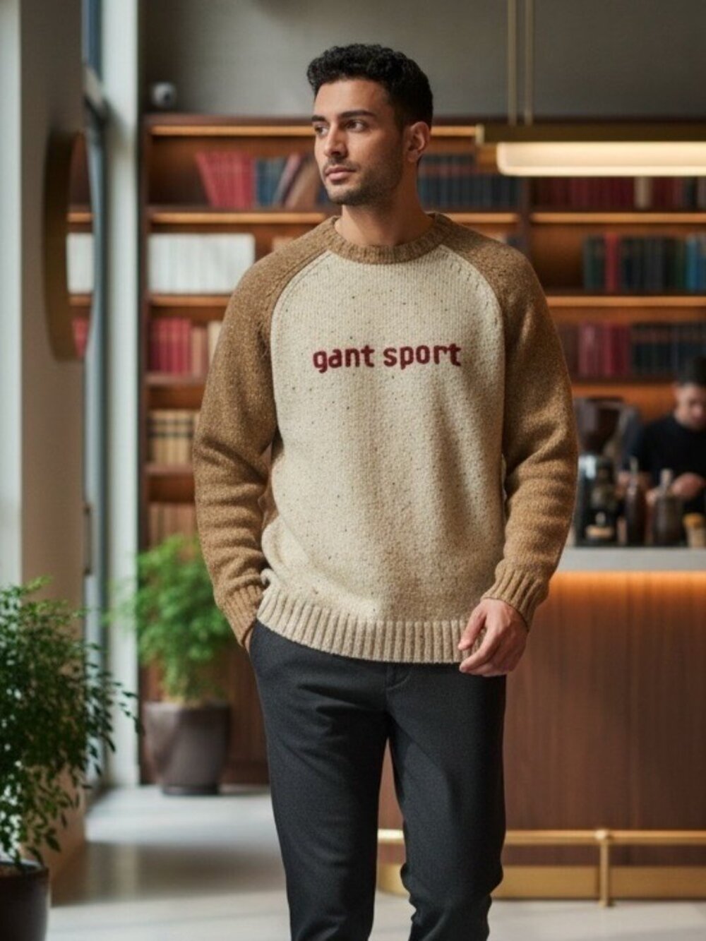 Gant Sport Wool Blend Sweater M Raglan Sleeve Crewneck